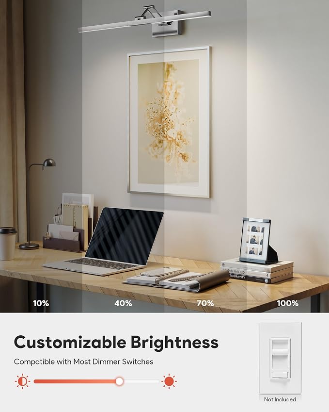 VONLUCE 30" Modern LED Bathroom Vanity Light, Brushed Chrome | 3CCT, Flicker-free, 360° Rotatable Head & Swing Arm, IP44 waterproof Bathroom Light Fixture Over Mirror for Bathroom, Picture