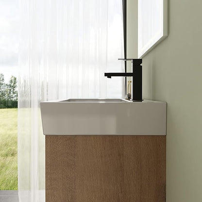 18" Bathroom Vanity with Sink, 18 Inch Floating Bathroom Vanity for Small Space, Modern Bathroom Vanity, Brown Wall Mounted Cabinet Set（015）