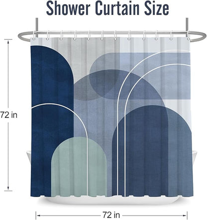 Abstract Navy Blue Shower Curtain Boho Mid Century Arch,Blue Morden Minimalist Geometry Fabric Shower Curtains Bathroom Accessories