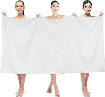 American Soft Linen 35x70 Jumbo Large Bath Towel, 600 GSM 100% Cotton Turkish Bath Sheet, Oversized Luxury Bath Towel for Bathroom Beach and Pool, White