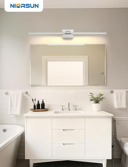 NIORSUN 46.5 Inch Modern Bathroom Light Fixture, 40W 5CCT Dimmable LED Chrome Bathroom Vanity Lights Over Mirror, Vanity Lights for Bathrooms Restroom Mirror