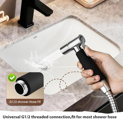 Handheld Bidet Sprayer Head,Stainless Steel Muslim Shower Head for Toilet,Adjustable Pressure Jet Sprayer for Feminine Hygiene and Pet Bath Bathroom Cloth Diaper Cleaning (Black)