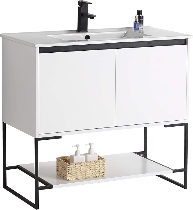 36 Inch Bathroom Vanity with Sink - Modern Knob Free Design, Elegant Space-Saving Solution for Your Bathroom - Durable, Bathroom Vanities for a Contemporary Look - Urbania Collection