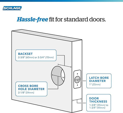 Schlage F51A ACC 622 Accent Door Lever, Keyed Entry Lock, Matte Black