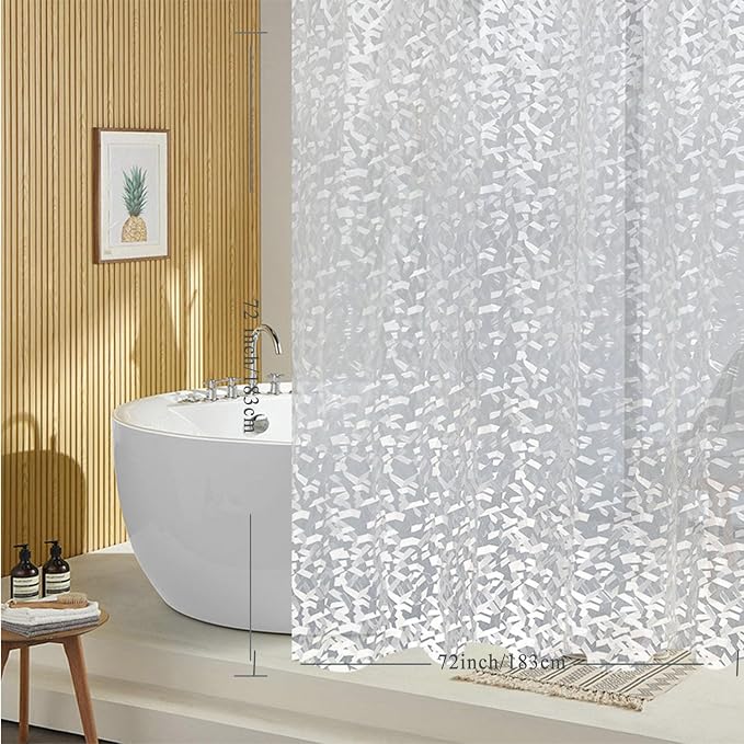 Shower Curtain Liner, 100% Waterproof Eva Shower Curtains with 3 Duty Heavy Bottom Magnets and 12 Rust Proof Grommets, 72x72 Weighted Shower Liner for Shower Stall, Bathtubs