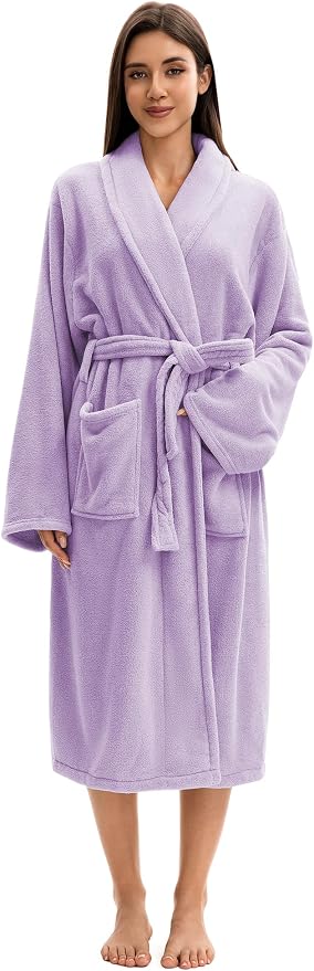 Soft Robe For Women，Warm Plush Bath Robes Female，Spa Towel After Shower Lightweight Long Bathrobe