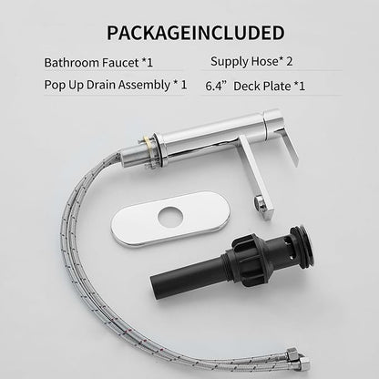 Chrome Bathroom Faucet Single Hole Single Handle Vanity Modern Sink RV Bathroom Faucet with Pop-up Drain for 1 - or 3 Hole Sink (Chrome)