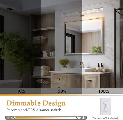 39 Inch Brushed Nickel Vanity Light Fixture, 28W Dimmable LED for Bathroom Above Mirror, Modern Wall Mount Lighting 3000K