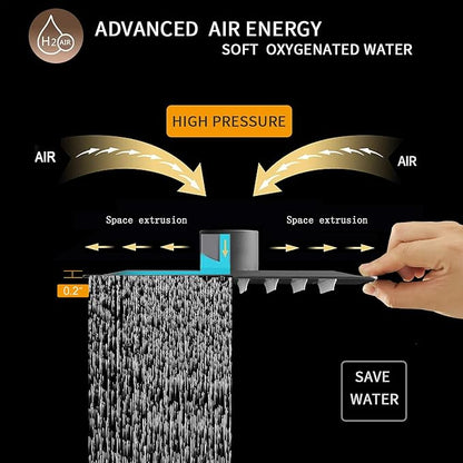 6 In Rain Shower Head High Pressure Rainfall Shower Head Matte Black | Square Rain Bathroom Showerhead, High Flow, Large Stainless Steel, Ceiling Mounted, Wall Mounted, Waterfall Full Body