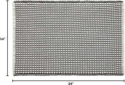 TYUU Waffle Bath Mat, Small Boho Bathroom Rugs Non Slip 24x16 Grey & White | Super Absorbent Quick Dry Bath Rug, Non-Slip Backing, Soft Waffle Washable Farmhouse Bathroom Mats, Tub, Shower & Home Decor