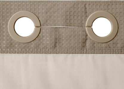 RiverDream Heavyweight Waffle No Hook Shower Curtain with Liner,Linen,71x74 | Dotted Waffle,Snap-in Liner,Heavy Duty,Quick Dry,Mesh Top Window,With Bottom Magnets,Hotel-Grade,Washable,Standard Size