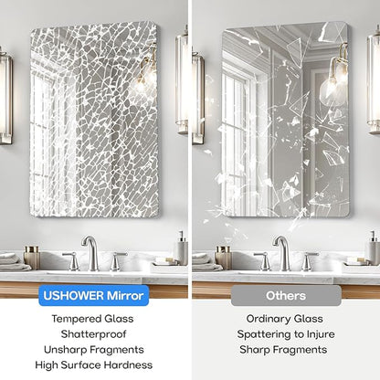 USHOWER 2-Pack Frameless Bathroom Mirror 20X30 Inch, Rectangle Wall Vanity Mirror for Over Sink, Bathroom, Bedroom, Entryway, Polished Edge, Tempered Glass