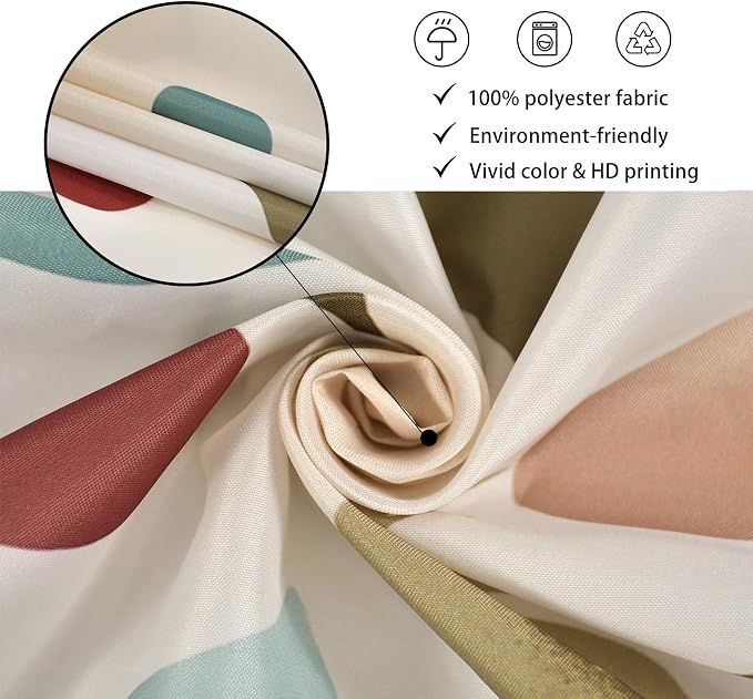 Colorful Floral Shower Curtain, Wildflower Plant Leaves Cute Flower Spring Herbs Waterproof Fabric Machine Washable for Bathroom Bathtub with Hooks 60Wx72H