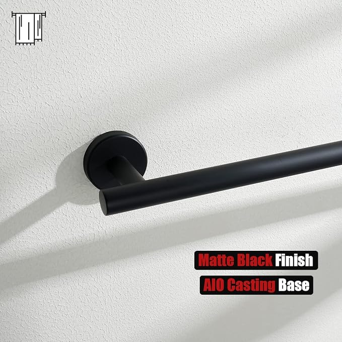 JQK Black Bath Towel Bar, 30 Inch 304 Stainless Steel Thicken 0.8mm Towel Rack Bathroom, Towel Holder Matte Black Wall Mount, Useable Length 27 Inch, TB110L27-PB