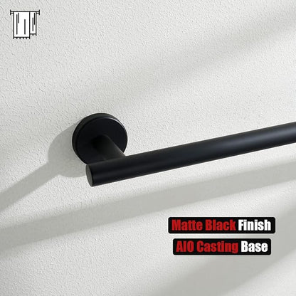 JQK Black Towel Bar, 27 Inch 304 Stainless Steel Thicken 0.8mm Towel Rack Bathroom, Towel Holder Matte Black Wall Mount, Useable Length 24 Inch 2 Pack, TB110L24-PB-P2