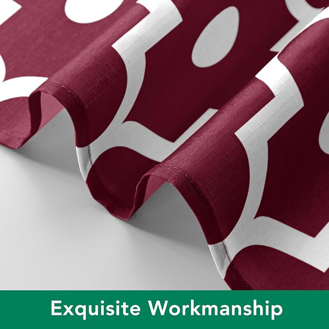 Fabric Modern Moroccan Shower Curtains for Bathroom-Burgundy & White | 72"W x 72"L Textured Faux Linen Elegant Classic Bath Decor-Hotel Quality Transitional Geometric Washable & Breathable Cloth