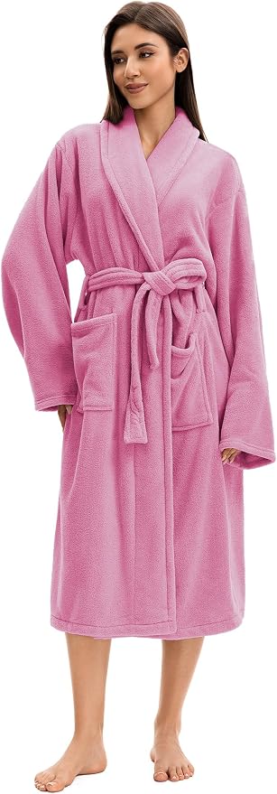 Soft Robe For Women，Warm Plush Bath Robes Female，Spa Towel After Shower Lightweight Long Bathrobe
