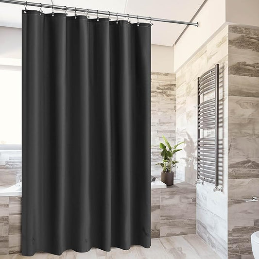 Barossa Design Black Shower Curtain Liner - Premium PEVA Plastic Black Shower Liner for Bathroom, Lightweight Standard Size Bath Curtain with 3 Magnets, Metal Grommets