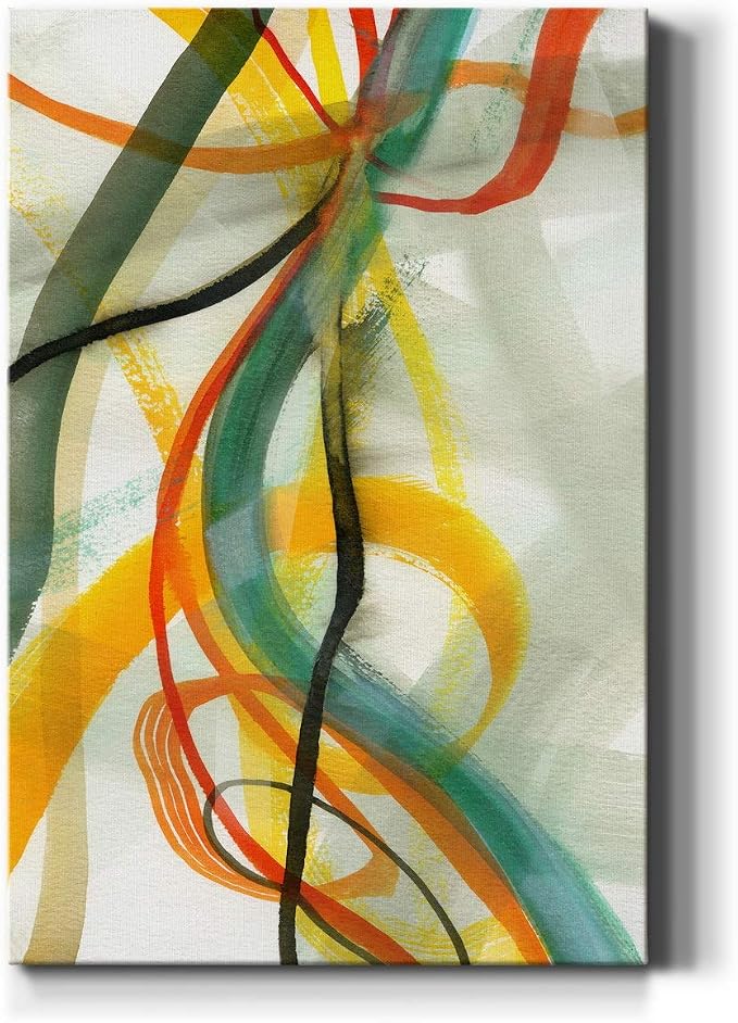 Renditions Gallery Canvas Wall Art Decorations Paintings & Prints Colorful Intersecting Lines Inkten Abstract Wall Hanging Artwork for Bedroom Living Room Office Kitchen - 8"x12" LT02