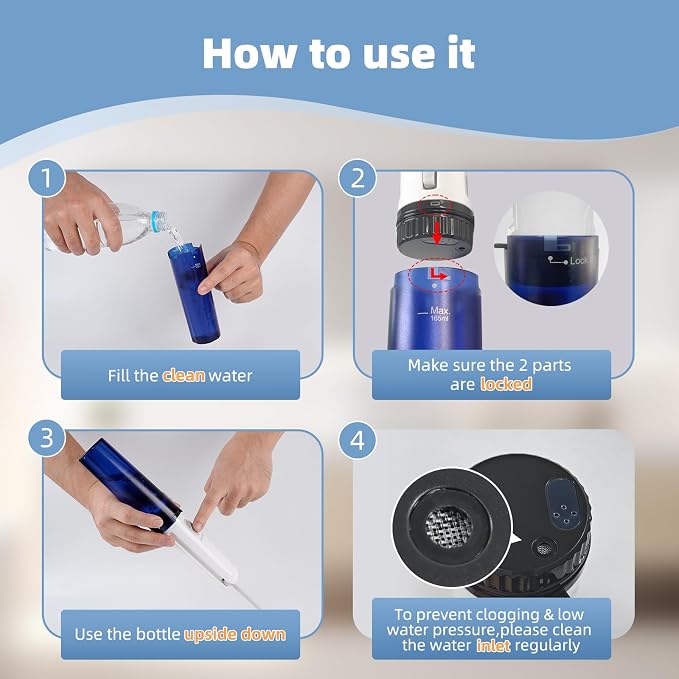 Hibbent 2 Pack Portable Bidet for Travel, High Pressure Handheld Electric Bidet Sprayer for Women & Men, Personal Hygiene Cleaning, Soothing Postpartum Care, Blue