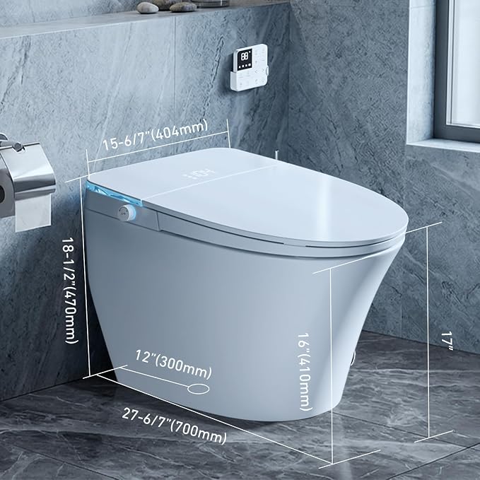 Smart Toilet with Bidet Built in, Tank Built in with Powerful Flush, Heated Seat, Auto Flush and Close, Warm Water, Air Dryer, Night Light and ADA Comfort Height for Bathroom