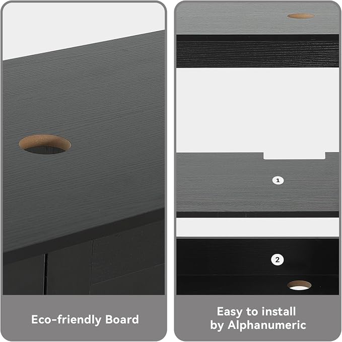 48 Inch Bathroom Vanity with Sink, Traditional Freestanding Black Bathroom Vanity Cabinet with Four Drawers, Pedestal Cabinet with Two Leaf Silver Glass Vessel Sinks