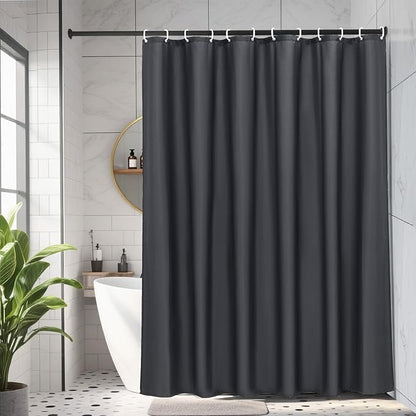 AooHome Fabric Shower Curtain Liner, Solid Hotel Shower Curtain, Water Repellent, Dark Grey, 72 Width x 78 Height Inch