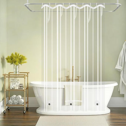 Seenus PEVA Clear Short Shower Curtain Liner 60 x 66 inch, Transparent Shower Liner Weighted with 3 Large Magnets, Bpa-Free Waterproof Plastic Shower Curtain for Bathroom
