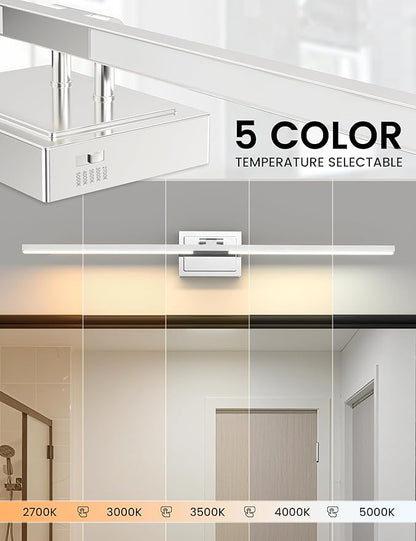 NIORSUN 39.4 Inch Modern Bathroom Light Fixture, 34W 5CCT Dimmable LED Chrome Bathroom Vanity Lights Over Mirror, Vanity Lights for Bathrooms Restroom Mirror
