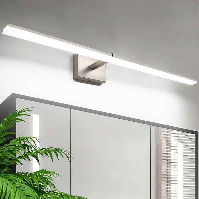 40 Inch Modern Vanity Light for Bathroom Brushed Nickel Over Cabinet Arm Extra Wide LED Bar 6000K Daylight