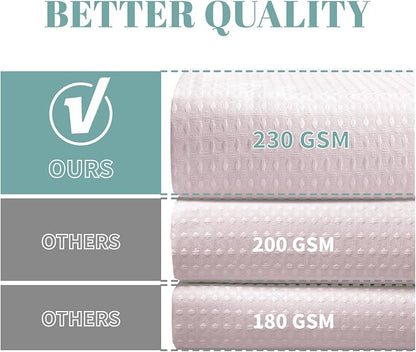 No Hook Long Waffle Shower Curtain, Snap-In Liner, 71x86 in, Blush Pink | 230 GSM waffle weave fabric, waterproof liner set with 2 bottom magnets, mesh top window, washable, for bathroom or hotel use