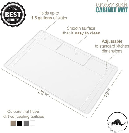 Original Under Sink Mat - Adjustable Silicone, Waterproof Vanity Mat - 28" x 19" or Smaller
