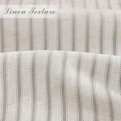 Farmhouse Striped Shower Curtain Sage Green Vintage Linen Curtain 72W X 72L | Striped Shower Curtains with Linen Texture for Bathroom Decor