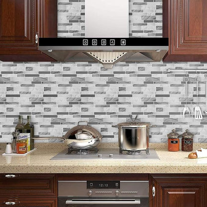 STICKGOO Thicker Design Peel and Stick Tile Backsplash, 12”×12”Stick on Backsplash for Kitchen, Self Adhesive Tile Stickers for Kitchen Backsplash and Bathroom(10 Sheets, Gray)