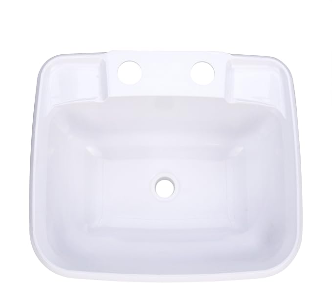 RecPro RV White Bathroom Sink with Faucet Single Bowl Plastic Lavatory