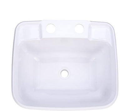 RecPro RV White Bathroom Sink with Faucet Single Bowl Plastic Lavatory