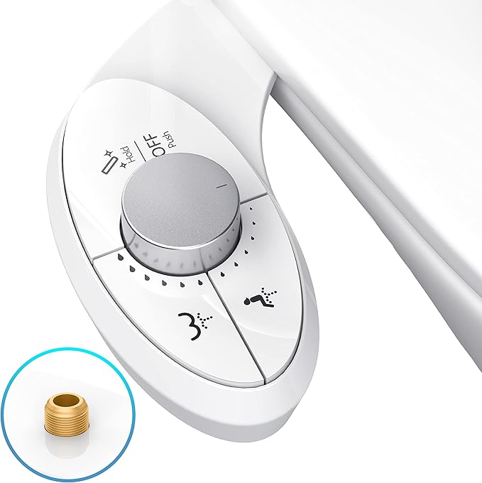 Ultra-Slim Bidet Attachment for Toilet - Effortless Non-Electric Self-Cleaning Dual Retractable Nozzles Bidets Toilet Seat, Adjustable Water Pressure Fresh Water Sprayer Baday