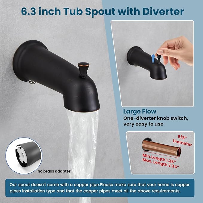 gotonovo Bathroom Shower Head Kit High Pressure Combo System Shower Faucet 6 Modes ABS Handheld Spray Shower Trim Kit Valve Included Shower Head and Handle Set Oil Rubbed Bronze