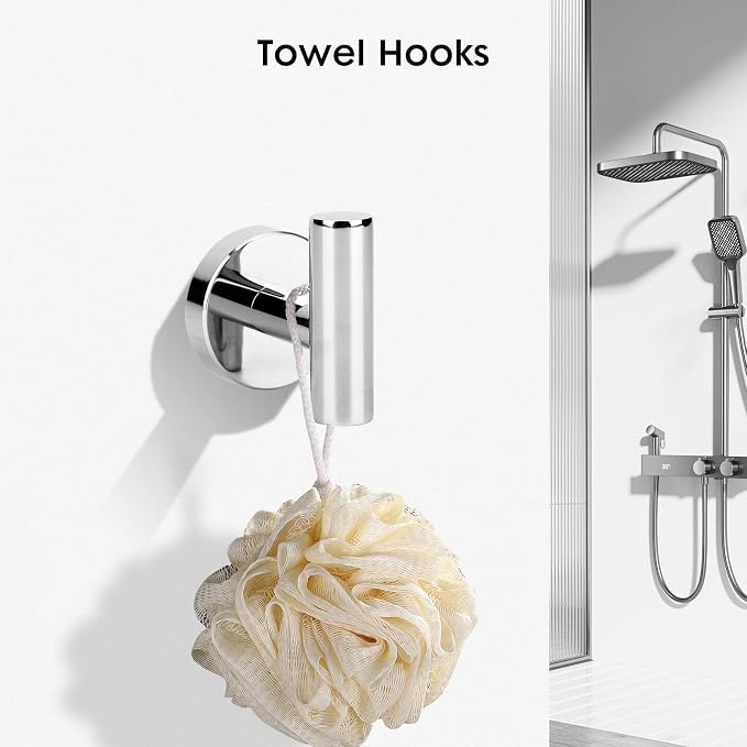 Polished Chrome Bathroom Hardware Accessories Set 4 Pieces,Towel Bar Set Stainless Steel Wall Mounted, Includes 24 in Towel Holder Set, Toilet Paper Holder Bathroom Towel Rack Set Silver