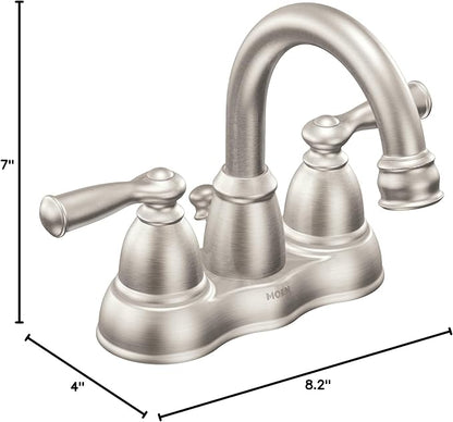 Moen Weylon 84790SRN Spot‑Resist™ Brushed Nickel Two‑Handle High‑Arc Bathroom Faucet – 4″ Centerset, ADA‑Compliant, WaterSense Certified