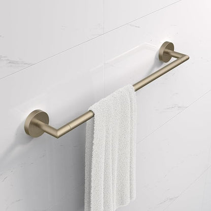 LAKETON Collection, 5-Piece Bathroom Hardware Accessories Set, Towel Ring, Adjustable Expandable Towel Bar, Two Towel and Robe Hook, Toilet Paper Holder, Wall Mounted, Satin Nickel