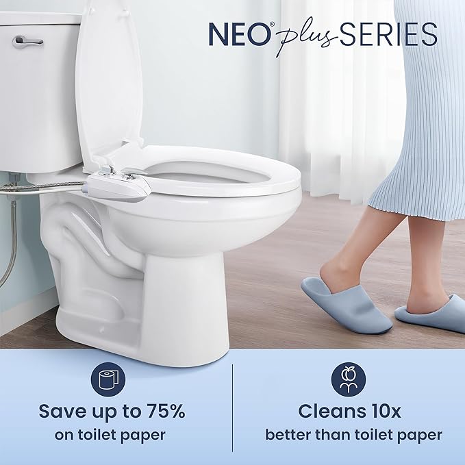 LUXE Bidet NEO 320 Plus - Warm Water, Dual Nozzle, Non-Electric Bidet Attachment for Toilet Seat, Patented Slide-In Install, 360° Self-Clean, EZ-Lift to Clean, Feminine & Rear Wash (Rose Gold)