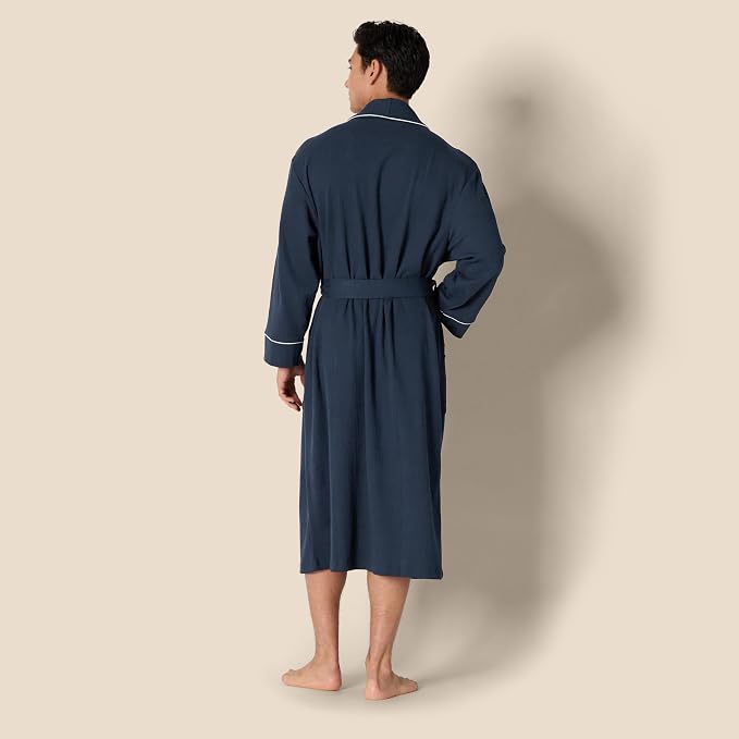 Amazon Essentials Men's Lightweight Cotton Waffle Bath Robe, Mid-Length Loungewear (Available in Big & Tall)