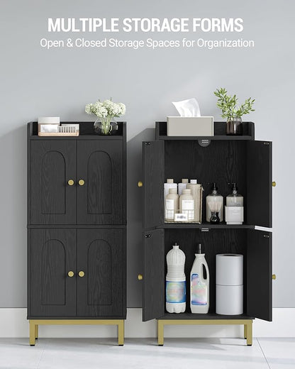 Bathroom Cabinet, Small Storage Cabinet with 4 Doors, Bathroom Organizers and Storage Cabinets with Adjustable Feet. Cabinets Freestanding for Living Room, Kitchen, 7.1"D x 14.6"W x 32.7"H