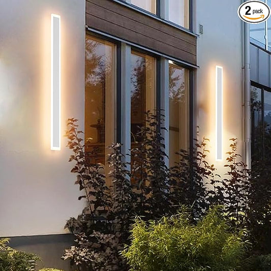 Aipsun 2 Packs LED Outdoor Wall Sconce, 39.4in 3000K Exterior Light Fixtures Wall Mount, Modern Porch Lights Wall Sconce, Long LED Linear Outside Lighting for Garage, Front Door,Entrance, Hallway