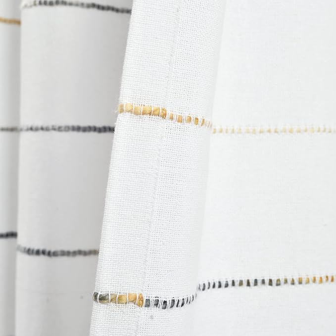Lush Decor Ombre Stripe Yarn Dyed Cotton Shower Curtain, 72" W x 72" L, Yellow & Gray - Fabric Shower Curtains - Striped Bathroom Curtain - Farmhouse & Coastal Decor