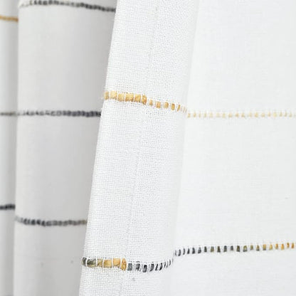 Lush Decor Ombre Stripe Yarn Dyed Cotton Shower Curtain, 72" W x 72" L, Yellow & Gray - Fabric Shower Curtains - Striped Bathroom Curtain - Farmhouse & Coastal Decor