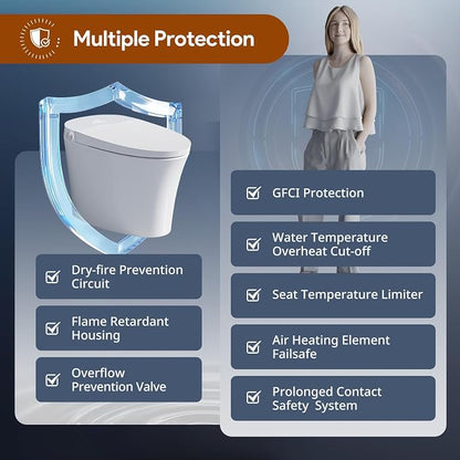 Uncle Brown Smart Toilet UBST12U, Luxury Bidet Toilet with Hygienic Water Cleanse & PlasmaClean Technology, Powerful 1000g MaP Flush Score, ADA Height, Auto Lid, Foam Shield, Safe Comfort