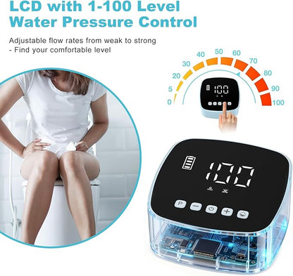 Electric Enema Kit, Enemas for Colon Cleanse for Women Men, 1-100 Levels Water Flow Speed Control with LCD Display, Water & Coffee Enema for Colon Detox Cleanse -16 Tips, External Water Supply (Blue)