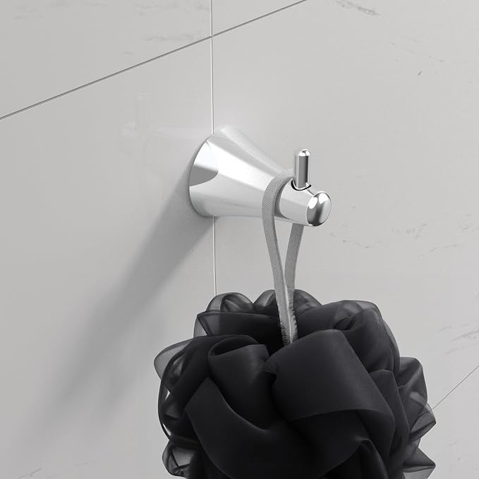 5-Piece Bathroom Set, Chrome Plated Towel Racks & Holder, Wall Mounted Toilet Paper Stand & Robe Hook for Modern Decor